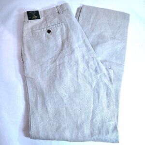 NWT Orvis Beige Easy Care Linen Trousers Size 34